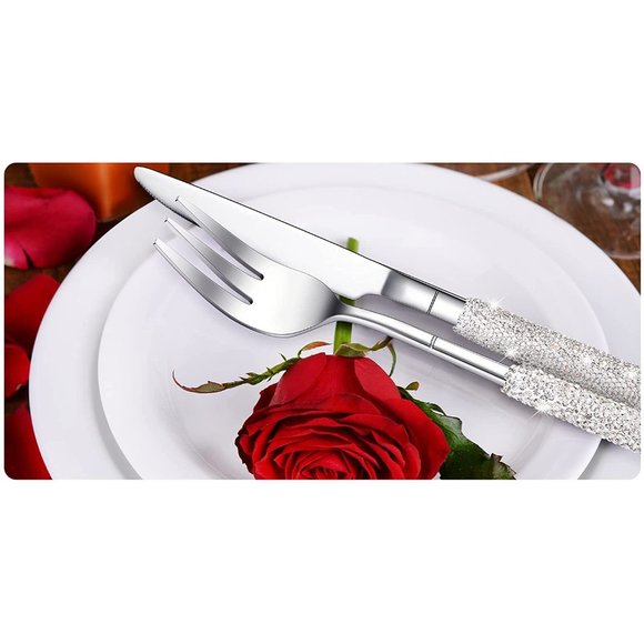 NEW Sparkling Bling Crystal Rhinestone Silverware Place Setting Dinner F… - Picture 3 of 5